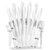 D.Perlla Knife Set 16 Pieces White Kitchen Knife Set with Acrylic Stand, High Carbon Stainless Steel, Non Stick Coated Knife Block Set, No Rust, Non Slip Handle, Sharp Knife EasyOptionXY LLC