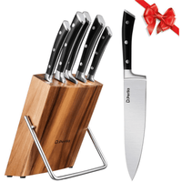 Kitchen Knife Set, 6 Pieces German Stainless Steel Small Kitchen Knives Set with Wooden Block, Cutlery Block Set EasyOptionXY LLC