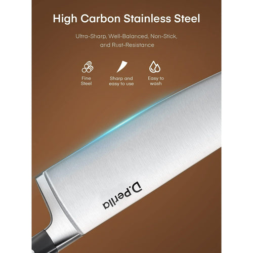 Kitchen Knife Set, 6 Pieces German Stainless Steel Small Kitchen Knives Set with Wooden Block, Cutlery Block Set EasyOptionXY LLC