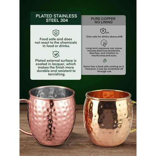 Moscow Mule Copper Mugs Set of 4, 100% Handcrafted, Large Size 19 ounces EasyOptionXY LLC