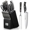 D.Perlla Knife Set, 16 Pieces German Stainless Steel Knife Set with Block and Wooden Handle, Black EasyOptionXY LLC