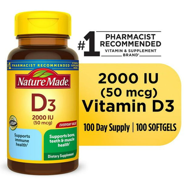 Nature Made Vitamin D3 2000 IU (50 mcg) Softgels; 100 Count EasyOptionXY LLC