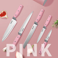 Hecef Kitchen Knife Block Set with Universal Knife Block Holder, High Carbon Stainless Steel Pink Chef Knife Set EasyOptionXY LLC