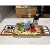 Hecef Charcuterie Cheese Board Set, Large 15 in Acacia Wood Serving Tray fwith Utensils EasyOptionXY LLC