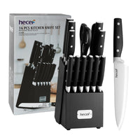 Hecef 14 Pcs Kitchen Knife Block Set, High Carbon Stainless Steel Cutlery Set with 6 Steak Knives EasyOptionXY LLC