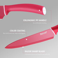 Hecef Kitchen Knife Set, 6-Piece Stainless Steel Colorful Chef Cooking Knives with Sheaths, Ergonomic Handles EasyOptionXY LLC