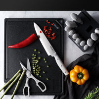 Hecef Kitchen Knife Set of 14 Premium Stainless Steel with Wooden Block, Comfort Grip EasyOptionXY LLC