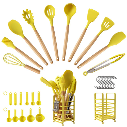 Hecef 32 PCS Silicone Cooking Utensils Set, 446¡ãF Heat Resistant BPA Free Turner Tongs,Spatula,Spoon,Brush,Whisk EasyOptionXY LLC