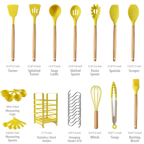 Hecef 32 PCS Silicone Cooking Utensils Set, 446¡ãF Heat Resistant BPA Free Turner Tongs,Spatula,Spoon,Brush,Whisk EasyOptionXY LLC