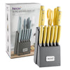 Hecef 14Pcs Kitchen Knife Set High Carbon Stainless Steel Cutlery Set with Wooden Block EasyOptionXY LLC
