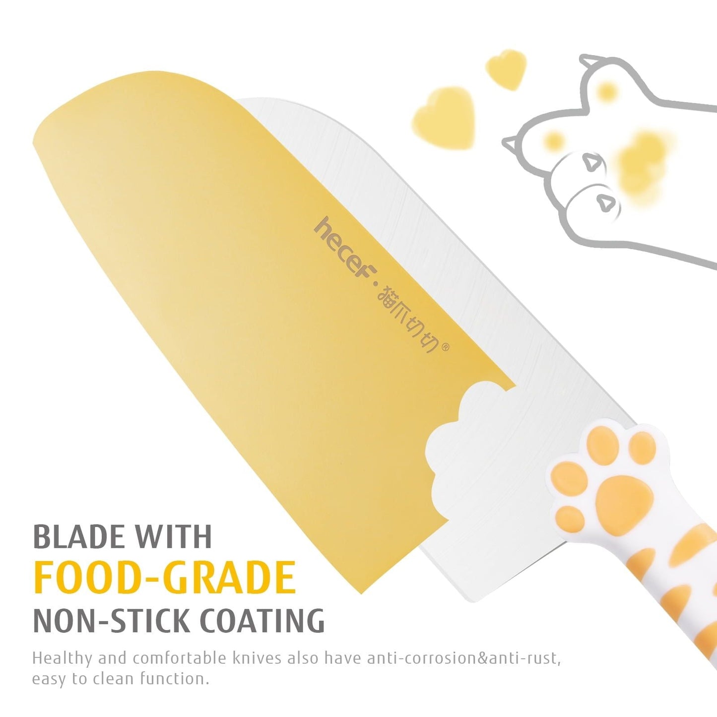 Hecef Cute Kitchen Knife Block Set, 5-piece Non-Stcik Ultra Sharp Knives Set with Detachable Block and Scissors EasyOptionXY LLC