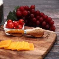 Hecef 3 PCS Cheese Board Set, 12in Acacia Wood Charcuterie Serving Platter with Cheese Knife and Fork EasyOptionXY LLC