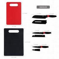 Hecef 8 Pcs Kitchen Knife Set with 2 Cutting Boards Massage Design Handle with Sheaths EasyOptionXY LLC