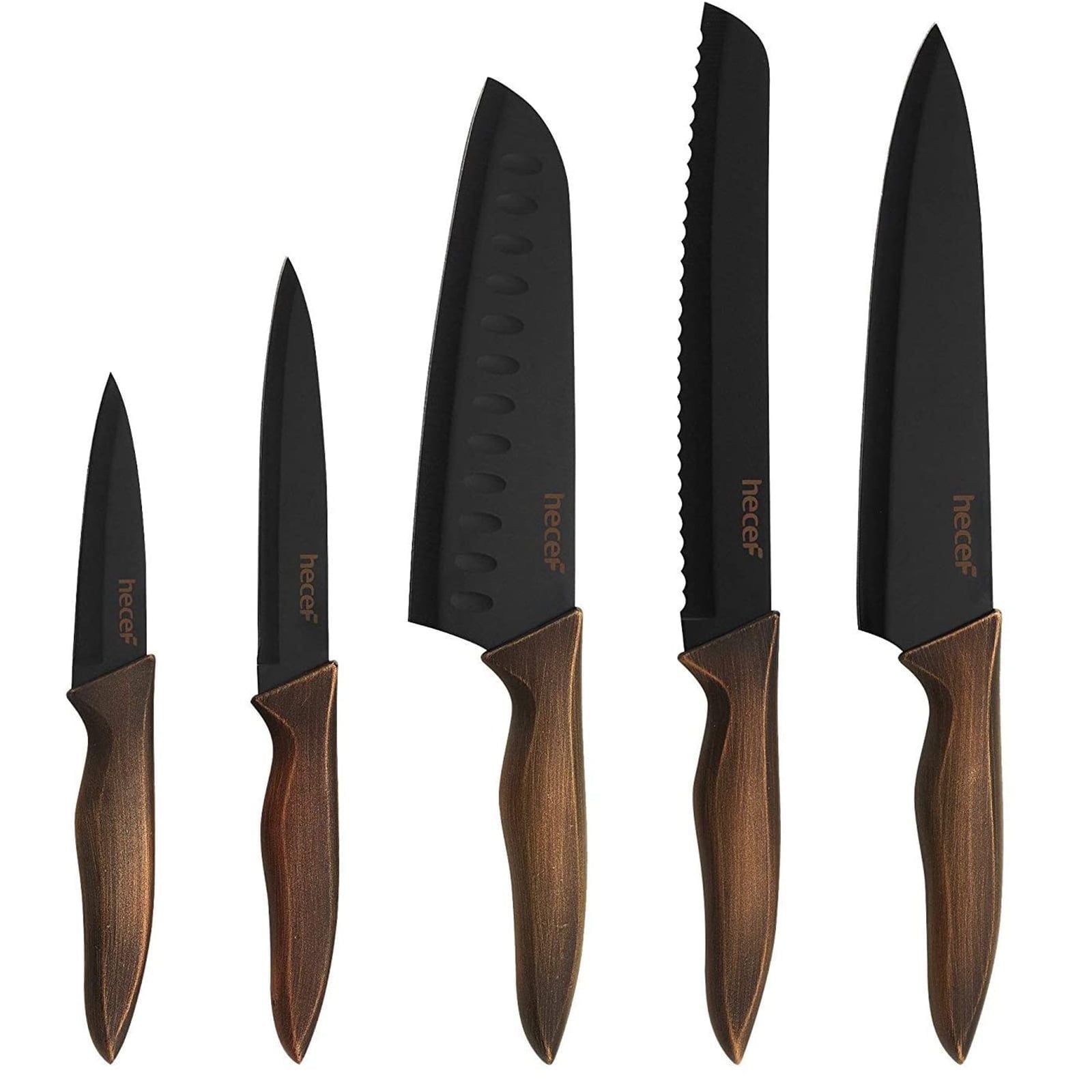 Hecef 5 PCS Kitchen Knife Set, Ultra Sharp High Carbon Stainless Steel Chef Cooking Knives with Blade Guards, Ergonomic Handle EasyOptionXY LLC