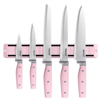 Hecef 5Pcs Kitchen Knife Set with 13 in Magnetic Strip, Pink Stainless Steel Sharp Chef Bread Utility Knives EasyOptionXY LLC