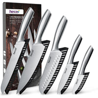 Hecef 5 PCS High Carbon Stainless Steel Kitchen Knife Set with Ergonomic Handle and Blade Covers EasyOptionXY LLC
