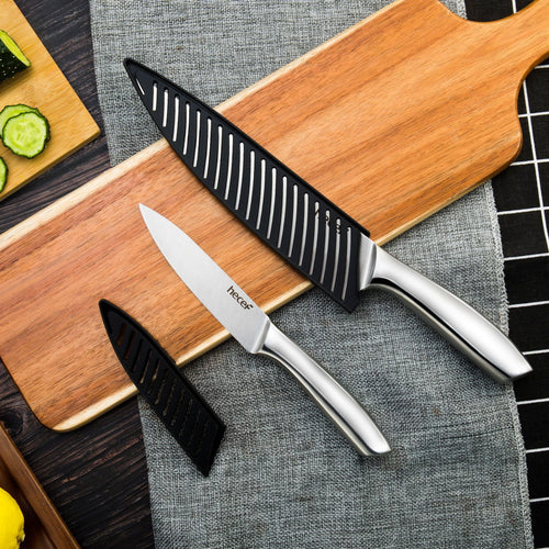 Hecef 5 PCS High Carbon Stainless Steel Kitchen Knife Set with Ergonomic Handle and Blade Covers EasyOptionXY LLC