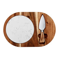 Hecef Cheese Board Set, Acacia Wood Charcuterie Board with Cheese Knife, Marble Board EasyOptionXY LLC