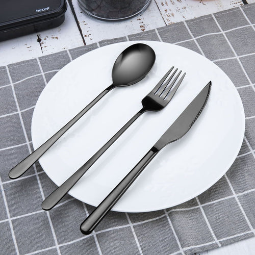 Hecef 10 Pcs Portable Cutlery Set with Mesh Bag, Stainless Steel Reusable Travel Camping Utensils Flatware Set EasyOptionXY LLC