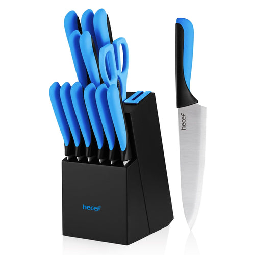 Hecef 13-Piece Knife Set with Block, High Carbon Steel Sharp Chef Knives with Build in Sharpener EasyOptionXY LLC