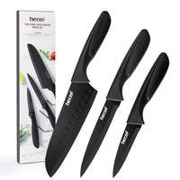 Hecef 3 Pieces Knife Set, Sharp Stainless Steel Chef Cooking Knife, Santoku Knife, Utility Knife, Paring Knife EasyOptionXY LLC