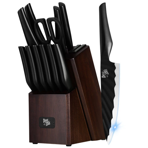Dimoedge Knife Block Set, 13 Pieces Ultra Sharp Chef Knife with Block, Build-in Sharpener EasyOptionXY LLC