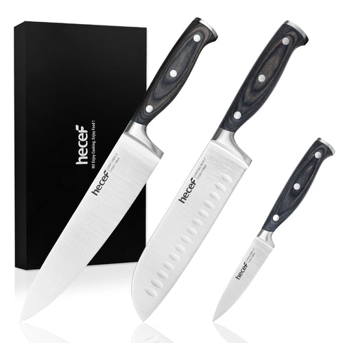 Hecef 3-Piece Professional Kitchen Knife Set, German Stainless Steel Extra Sharp Chef Knife Set EasyOptionXY LLC