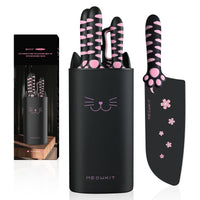 Meowkit 5-Piece Knife Set with Block, High Carbon Steel Extra Sharp Edge with Cat Paw Handle EasyOptionXY LLC