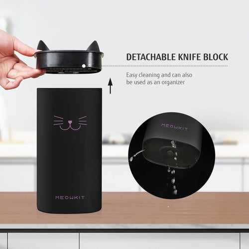 Meowkit 5-Piece Knife Set with Block, High Carbon Steel Extra Sharp Edge with Cat Paw Handle EasyOptionXY LLC