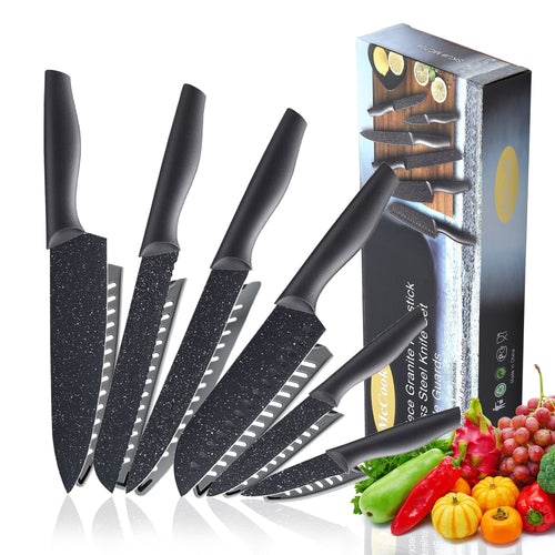 Knife Set, McCook 12-Piece Granite Kitchen Knife Set, High Carbon German Stainless Steel Knives Set with Blade Guards, Non-stick Coating, Ultra Sharp, Dishwasher Safe EasyOptionXY LLC