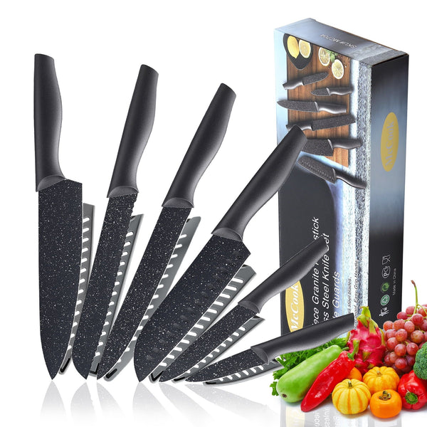 Knife Set, McCook 12-Piece Granite Kitchen Knife Set, High Carbon German Stainless Steel Knives Set with Blade Guards, Non-stick Coating, Ultra Sharp, Dishwasher Safe EasyOptionXY LLC