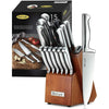 McCook MC29 Knife Sets, 15 Pieces German Stainless Steel Kitchen Knife Block Sets with Built-in Sharpener EasyOptionXY LLC