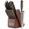 McCook MC17 Knife Set 15-Piece Stainless Steel Knife Block Set with Built-in Sharpener EasyOptionXY LLC