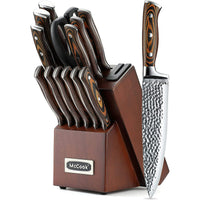 McCook MC17 Knife Set 15-Piece Stainless Steel Knife Block Set with Built-in Sharpener EasyOptionXY LLC