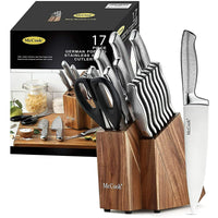McCook MC20 17pcs Kitchen Knife Set with Block Cutlery Knife Block Set Stainless Steel EasyOptionXY LLC