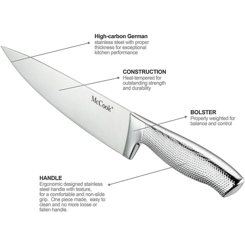 McCook MC20 17pcs Kitchen Knife Set with Block Cutlery Knife Block Set Stainless Steel EasyOptionXY LLC