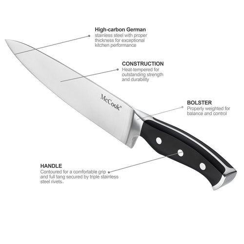 McCook MC65 20 Pieces Knife Block Set Stainless Steel Kitchen Knife Set with Pull-Away Steak Block, Built-in Sharpener EasyOptionXY LLC