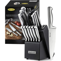 Mccook Mc21 15 Pieces Kitchen Knife Sets With Block Cutlery Knife Block Set Built-In Sharpener EasyOptionXY LLC