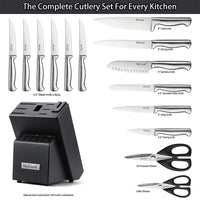 Mccook Mc21 15 Pieces Kitchen Knife Sets With Block Cutlery Knife Block Set Built-In Sharpener EasyOptionXY LLC