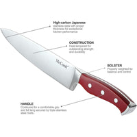 McCook MC24 15 Pieces Kitchen Knife Set with Block Knife Cutlery Set Built-in Sharpener EasyOptionXY LLC