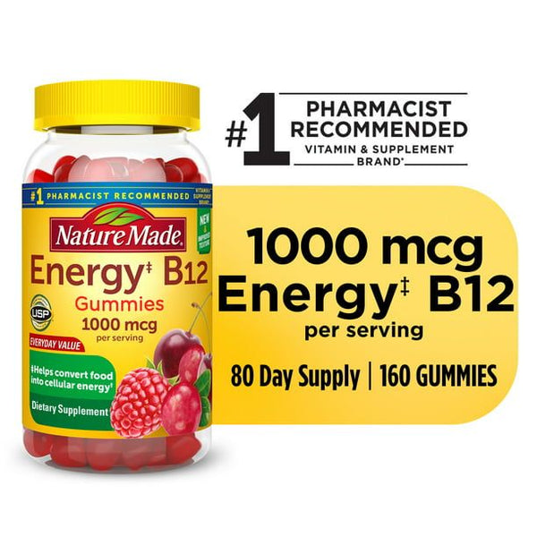 Nature Made Energy B12 1000 mcg Gummies; Dietary Supplement; 160 Count EasyOptionXY LLC