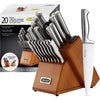 McCook MC69 20 Pieces Kitchen Knife Set Built-in Sharpener Knife Block Set, Removable Steak Knife Block EasyOptionXY LLC