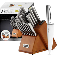 McCook MC69 20 Pieces Kitchen Knife Set Built-in Sharpener Knife Block Set, Removable Steak Knife Block EasyOptionXY LLC