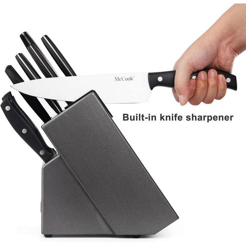 McCook MC39 Knife Set with Built-in Sharpener, 14-Piece Triple Rivet Cutlery Knife Block Set EasyOptionXY LLC