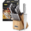 McCook 15-Piece Stainless Steel Knife Set,MC19 Knife Block Set with Built-in Sharpener,Chef Knife for Home EasyOptionXY LLC