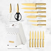 McCook MC21G Knife Sets,15 Pieces Golden Titanium Kitchen Knife Block Sets with Built-in Sharpener EasyOptionXY LLC