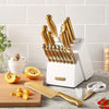 McCook Gold Kitchen Knife Sets,20 Pieces Luxury Golden Titanium Knife Block Set with Built-in Sharpener EasyOptionXY LLC