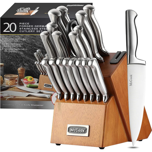 McCook Knife Sets, German Stainless Steel Kitchen Knife Block Sets with Built-in Sharpener EasyOptionXY LLC