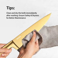 McCook MC21GB Kitchen Knife Sets,15 Pieces Luxury Golden Titanium Knife Sets with Block and Built-in Sharpener,Stainless Steel EasyOptionXY LLC