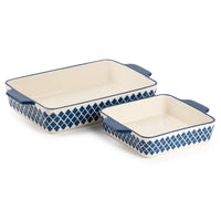 Thyme & Table Stoneware Square & Rectangular Baker, Blue Pattern, 2-Piece Set EasyOptionXY LLC